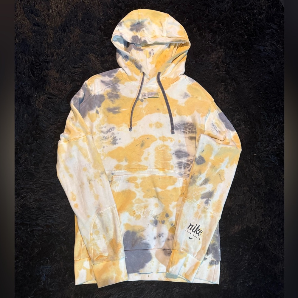 Nike Seasonal Classics acid wash fleece hoodie in cream/multi